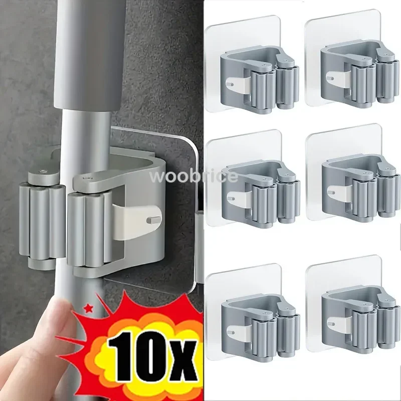 Commercial Kitchen Utensil Holder - ที่แขวนไม้ถูพื้นแบบติดผนัง ที่เก็บไม้กวาด ที่แขวนแปรงกวาด ที่เก็บอุปกรณ์ทำความสะอาด อุปกรณ์เสริมในห้องน้ำและห้องครัว