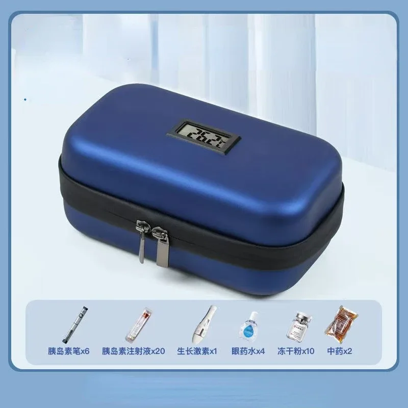 Refrigerated Display Case - กล่องเก็บความเย็นอินซูลินแบบพกพาจอแสดงผลอุณหภูมิขนาดใหญ่ 2-8 ° กล่องยาแพ็คน้ําแข็งแบบพกพาแบบแช่เย็นทางการแพทย์