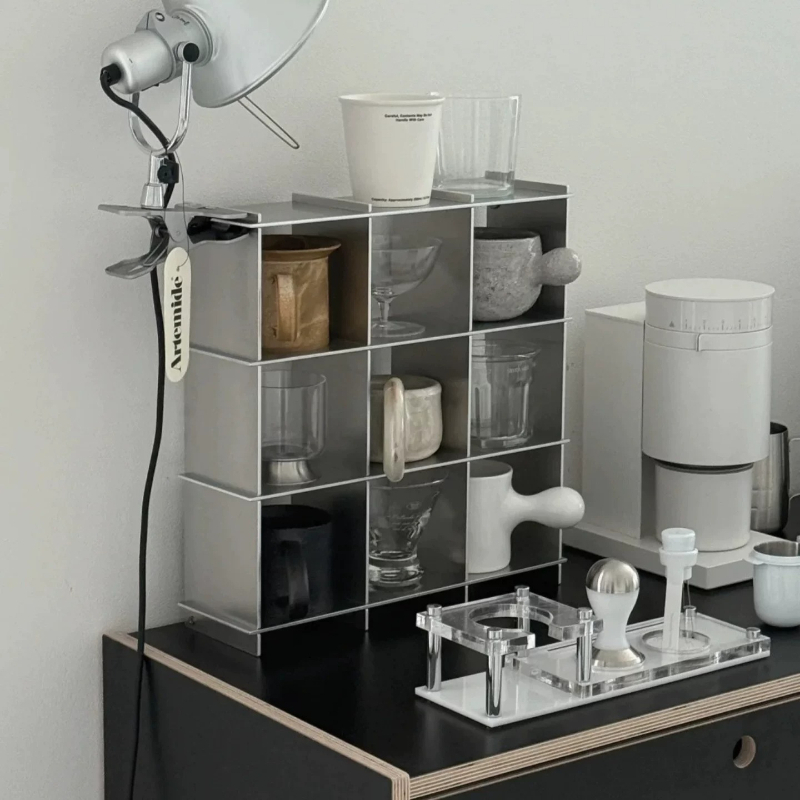Commercial Kitchen Rack - ชั้นวางแก้วอะลูมิเนียมอัลลอยด์แบบมินิมอล ชั้นวางแก้วหลายชั้น อุปกรณ์จัดระเบียบในครัว ที่วางแก้วกาแฟ สถานีบาร์กาแฟ
