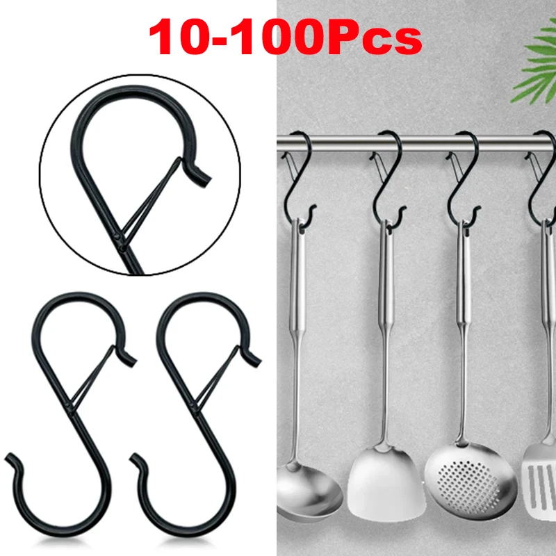 Commercial Kitchen Rack - 10/100pcs ตะขอแขวนโลหะ S รูปตะขอแขวนแขวน Heavy Duty