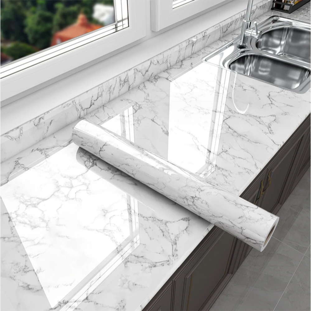 Commercial Kitchen Wall Panels - สติกเกอร์ติดผนังกันน้ำพีวีซี self adhesive Wallpaper ไวนิลลายหินอ่อนสำหรับห้องน้ำโต๊ะในครัวสติ๊กเกอร์แปะผนังผนัง