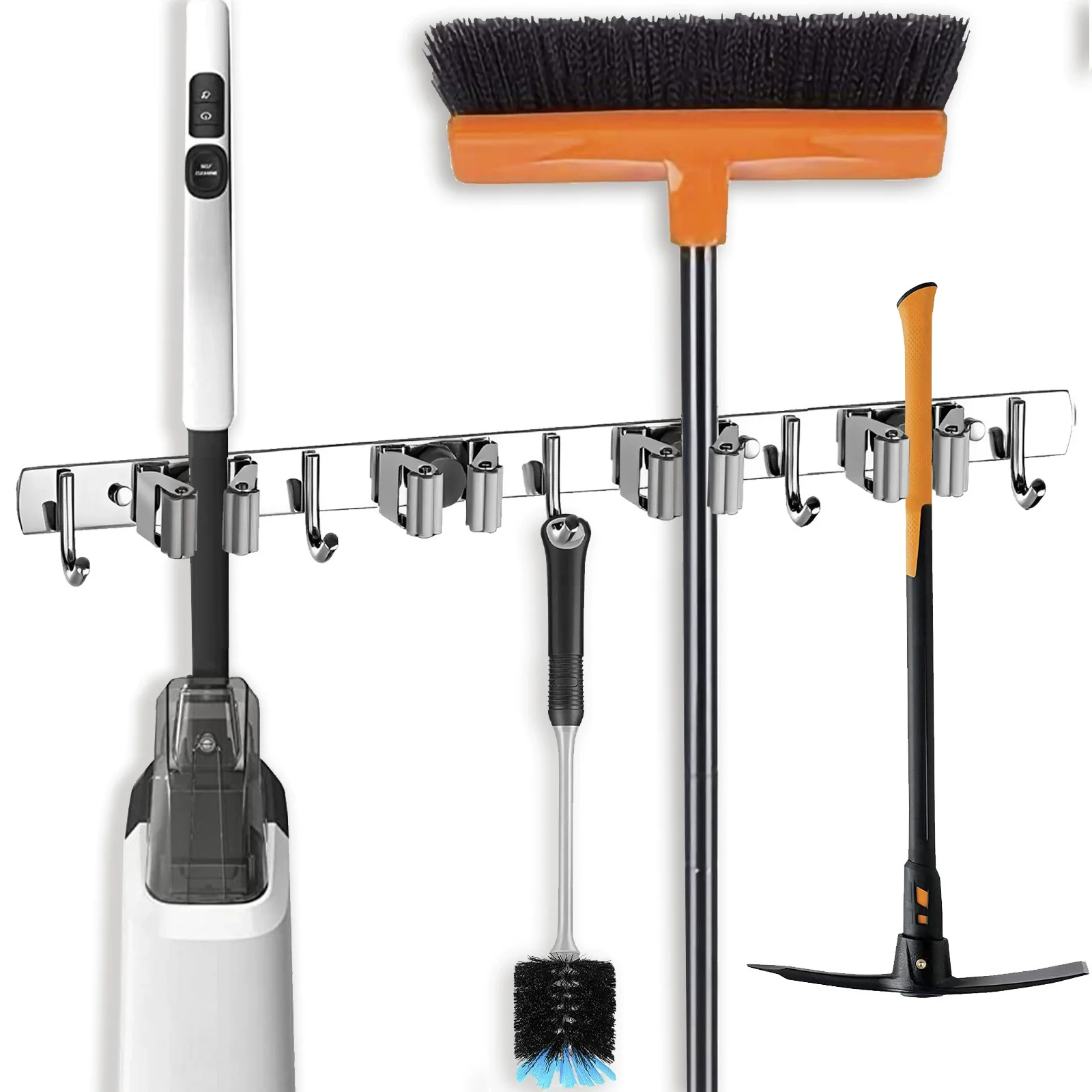 Commercial Kitchen Utensil Holder - สแตนเลสสตีล Wall Mount Mop Hanger ผู้ถือไม้กวาด