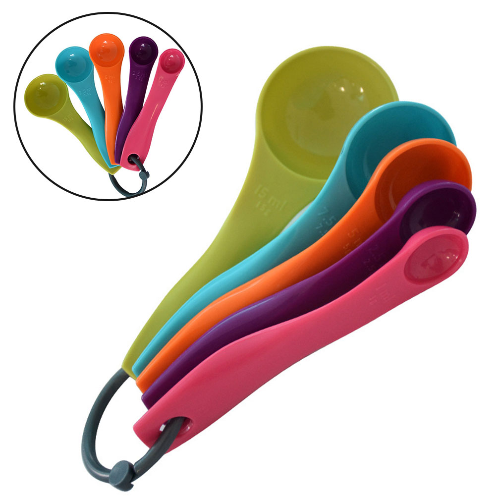 Commercial Kitchen Products - 5 ชิ้นที่มีสีสันเกลือน้ํามันช้อนน่ารักครัว Colourworks วัดช้อนช้อนถ้วยเบเกอรี่ชุด 1/2. 5/5/7.5/15ml