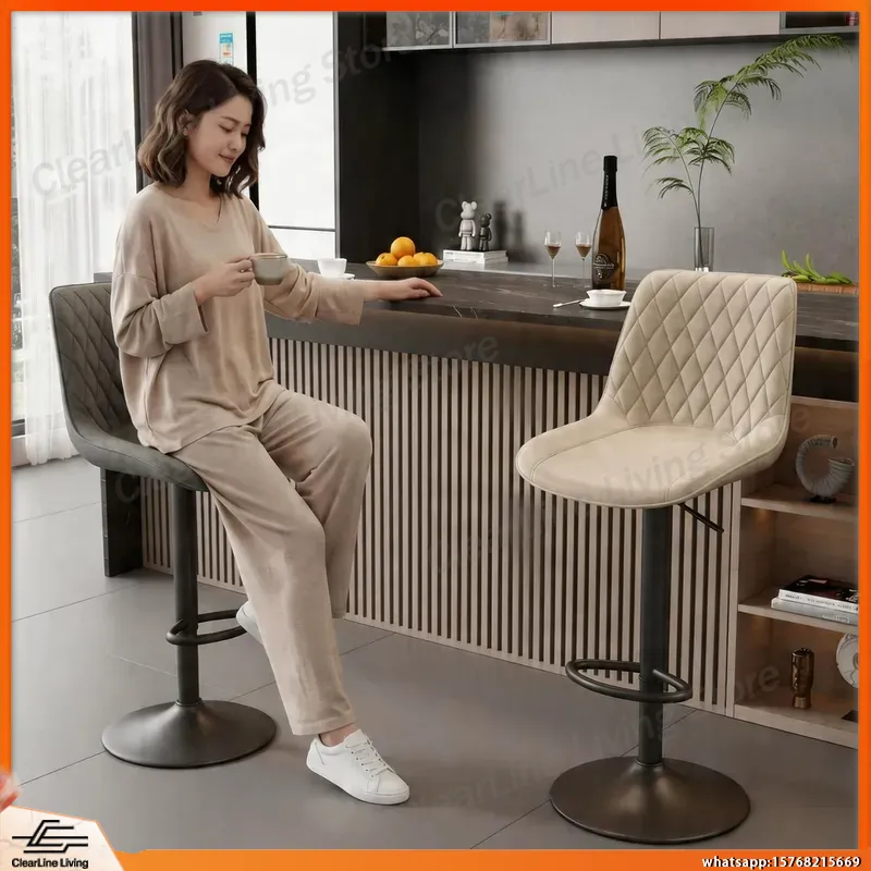 Commercial Kitchen Light - เก้าอี้บาร์ปรับระดับความสูงได้ หมุนได้ มีพนักพิง ดีไซน์ทันสมัย หรูหรา น้ำหนักเบา