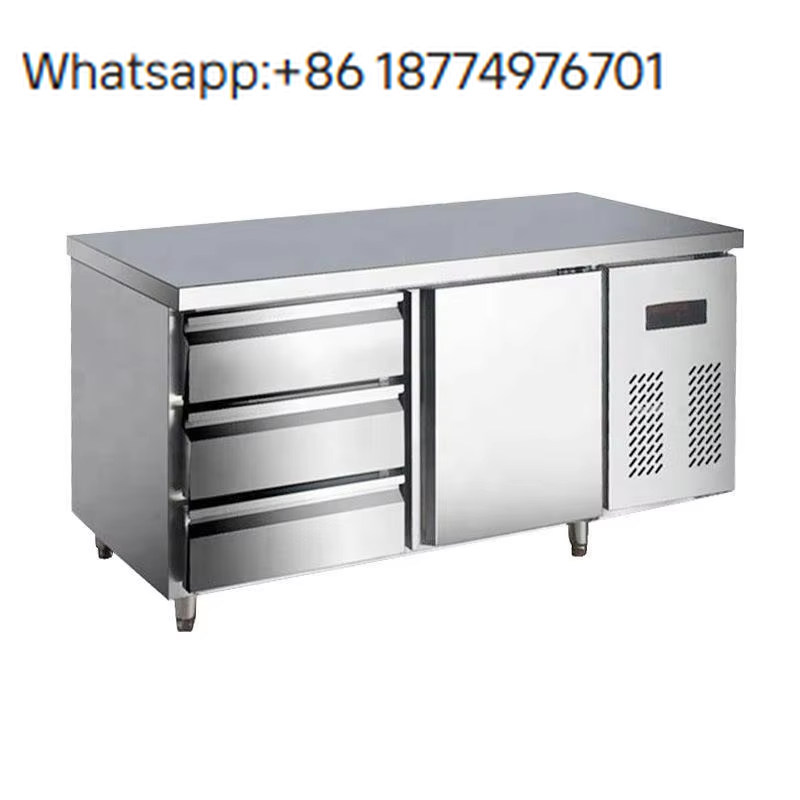 Commercial Kitchen Door - ตู้แช่แข็งแบบเปิดด้านหน้าสำหรับครัวโรงแรมสมัยใหม่ OEM พร้อมโต๊ะทำงานและตู้เย็นใต้เคาน์เตอร์