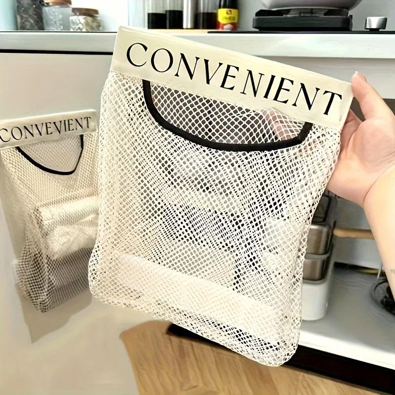 Commercial Kitchen Utensil Holder - ที่แขวนถุงขยะขนาดใหญ่ ถุงตาข่ายแขวนผนัง ที่เก็บผลไม้ อุปกรณ์จัดเก็บ ตาข่าย อุปกรณ์เสริมตู้ครัว