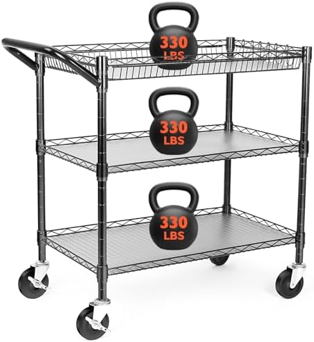 Commercial Kitchen On Wheels - รถเข็นอเนกประสงค์สำหรับงานหนัก รับน้ำหนักได้ 990 ปอนด์ รถเข็น 3