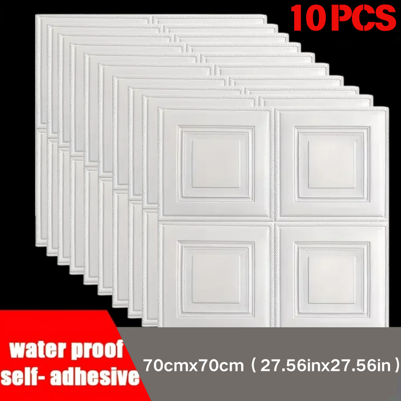 Commercial Kitchen Wall Panels - แผ่นโฟมกันกระแทกกันน้ำขนาด 70*70 ซม. แบบติดผนังด้วยตัวเอง สำหรับตกแต่งเพดาน ห้องครัว