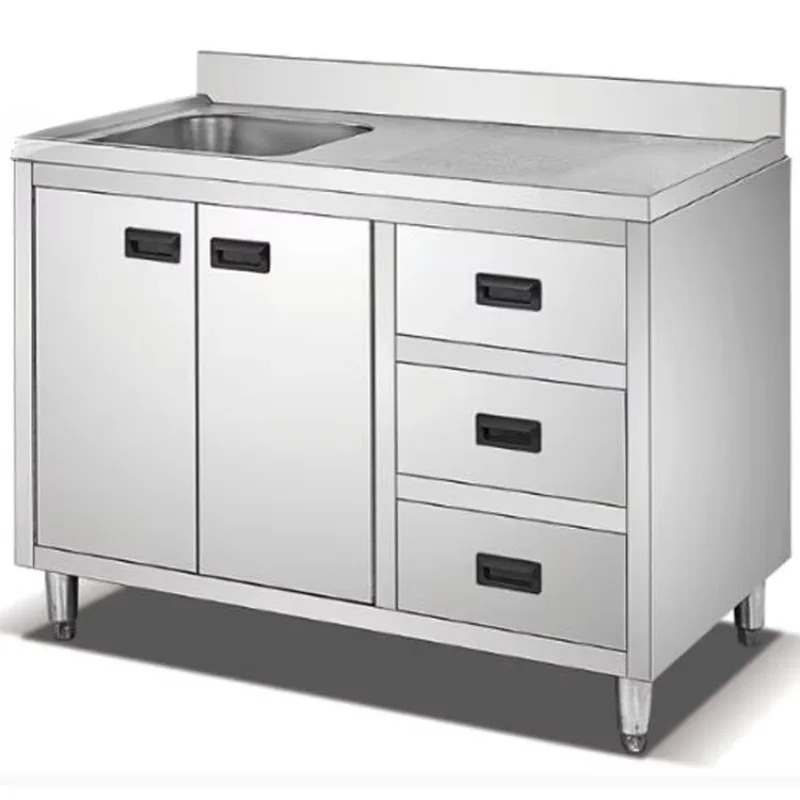 Commercial Kitchen Tables - โต๊ะเก็บของในครัวร้านอาหารแบบหนาพิเศษ โต๊ะทำงานเชิงพาณิชย์แบบอิสระ ตู้ครัวพร้อมอ่างล้างจานและลิ้นชัก