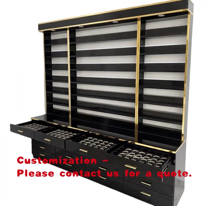 Refrigerated Display Case - ชั้นวางเครื่องสำอางแบบโมเดิร์นสั่งทำพิเศษ ชั้นวางทำเล็บสำหรับร้านเสริมสวย พร้อมไฟตกแต่ง