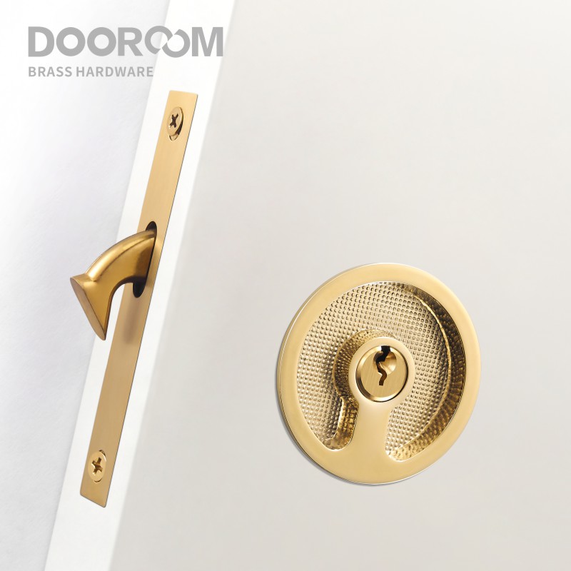 Commercial Kitchen Door - Dooroom ทองเหลืองเลื่อนประตูล็อคชุดครัวห้องน้ำไม้ประตูโมเดิร์นฝัง Super บางเงา PVD Gold