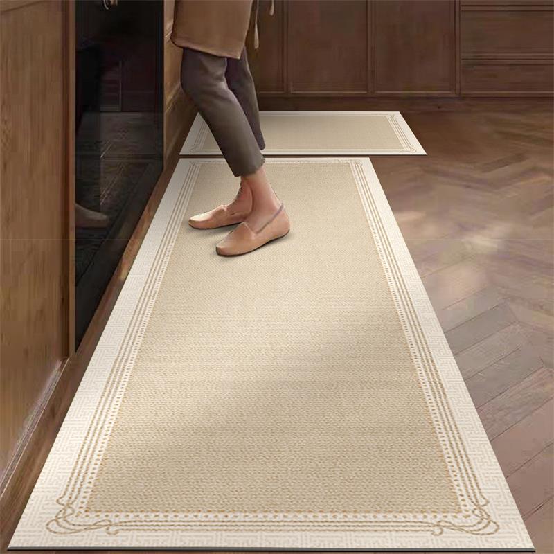 Commercial Kitchen Vinyl Flooring - พรมปูพื้นครัว PVC กันน้ำ ลายหนัง สีเบจ ยาว