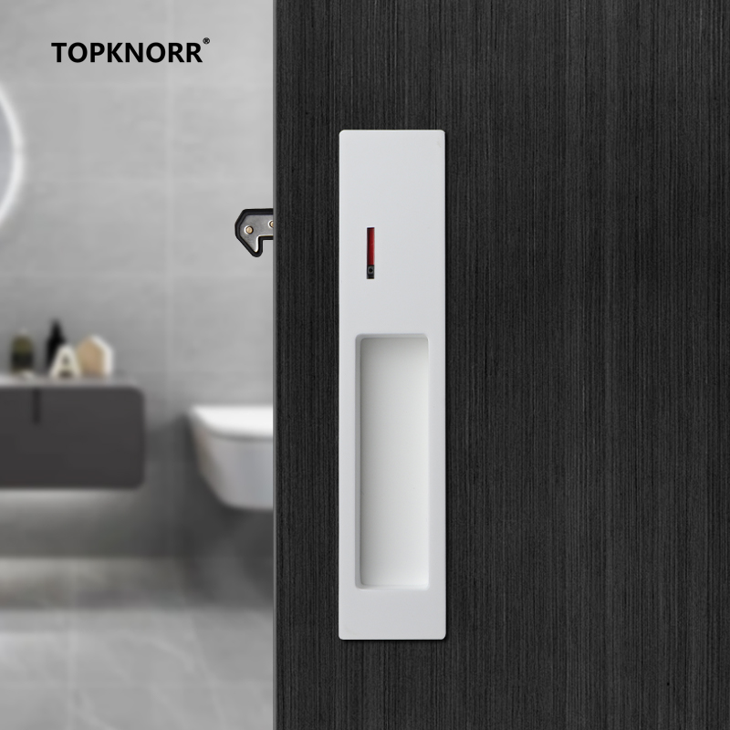 Commercial Kitchen Door - ตัวล็อคประตูบานเลื่อนแบบซ่อน พร้อมตะขอแบบดึง-ผลัก สำหรับประตูไม้ มือจับแบบซ่อนในตัว สำหรับห้องน้ำ ห้องครัว
