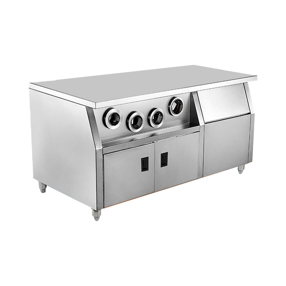 Commercial Kitchen On Wheels - ตู้เก็บของพร้อมล้อเลื่อนสำหรับครัวร้านอาหารและร้านอาหารฟาสต์ฟู้ด ทำจากสแตนเลส พร้อมที่วางแก้วและโต๊ะทำงาน