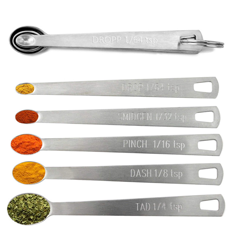 Commercial Kitchen Products - 5ชิ้น/เซ็ต Mini ช้อนวัดเครื่องมือสแตนเลสสตีลเครื่องปรุงรสช้อนหลายขนาดช้อน