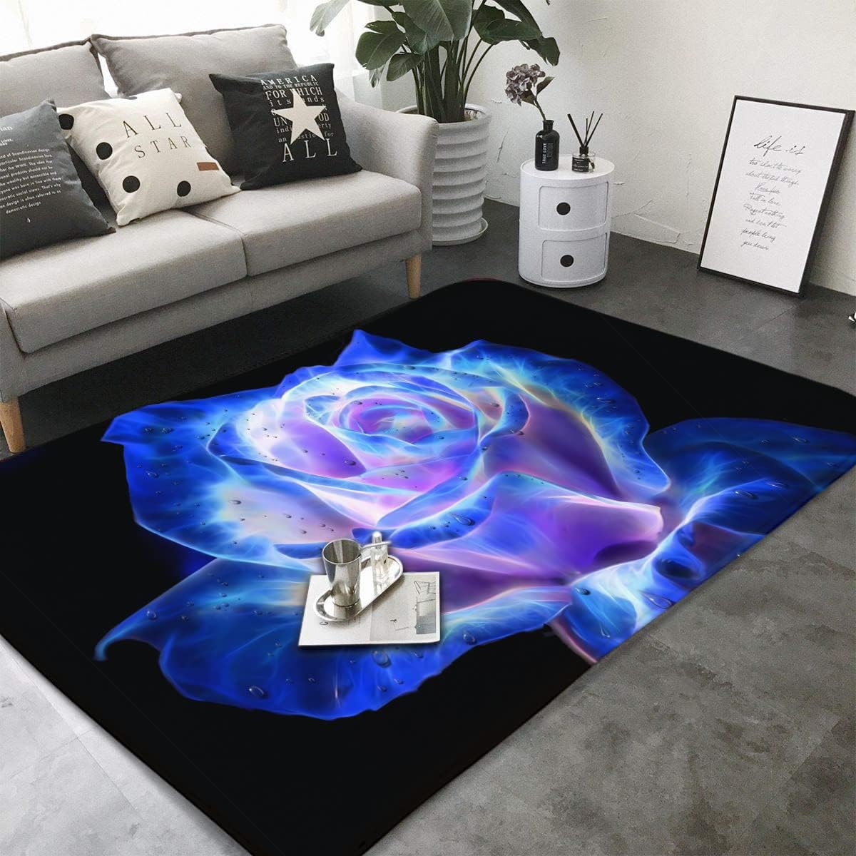 ดอกกุหลาบสีฟ้าบนพื้นหลังสีดำ พ - Commercial Kitchen Background บทวิจารณ์และราคา