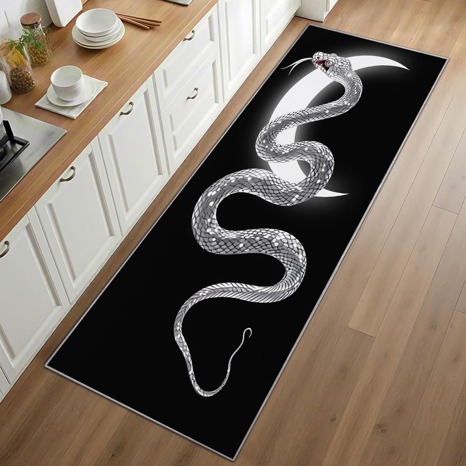 พรมลายงูแบบกอธิค พื้นหลังสีดำ  - Commercial Kitchen Background บทวิจารณ์และราคา