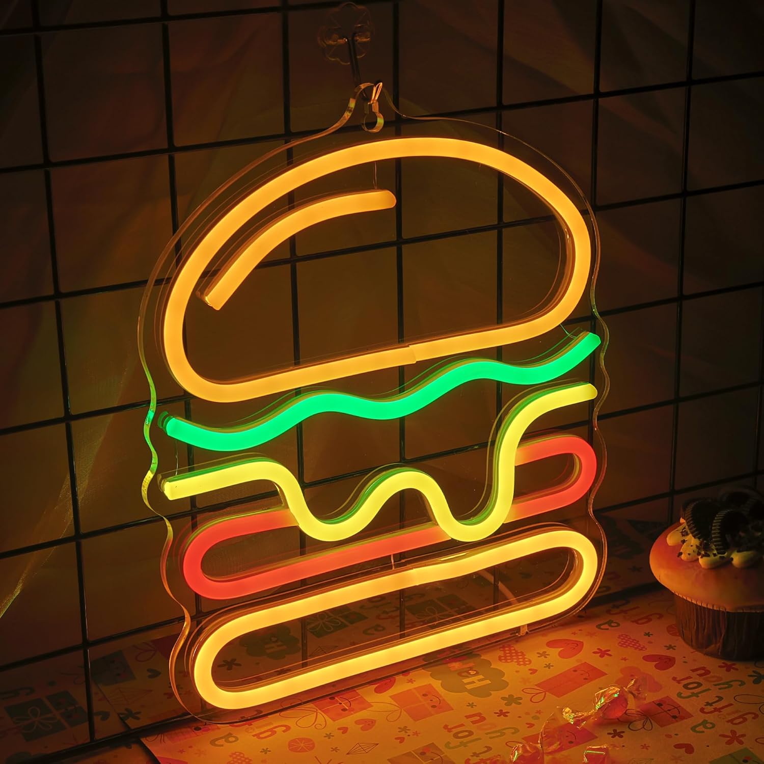 ป้ายไฟนีออนรูปเบอร์เกอร์พร้อมไ - Commercial Kitchen Light บทวิจารณ์และราคา