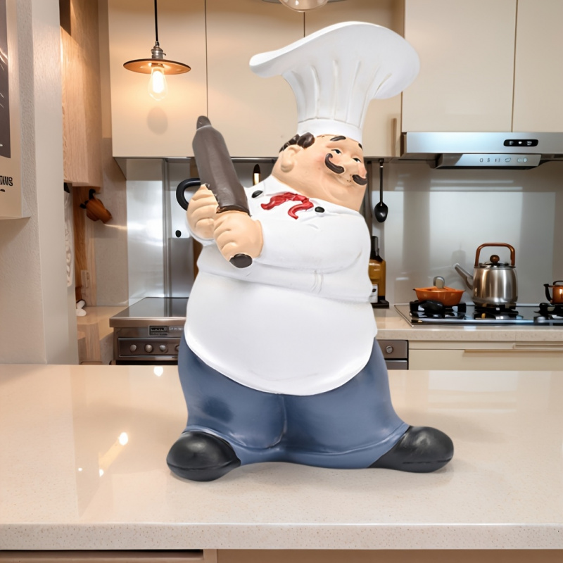 รูปปั้นเรซิ่นเชฟหนวดเคราพร้อมไ - Commercial Kitchen Tables บทวิจารณ์และราคา