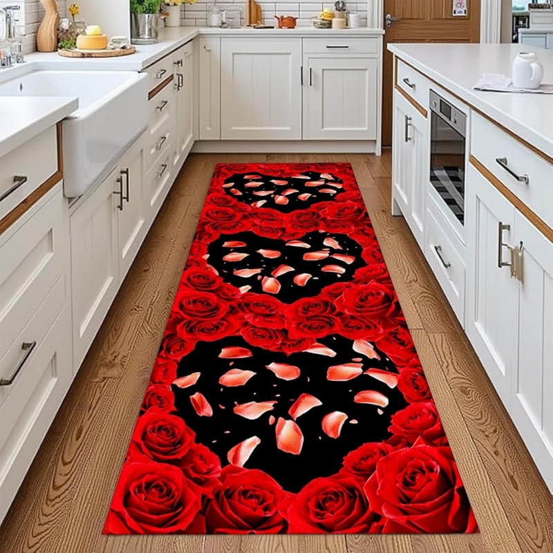 พรมพิมพ์ลายหัวใจกลีบกุหลาบสีแด - Commercial Kitchen Background บทวิจารณ์และราคา