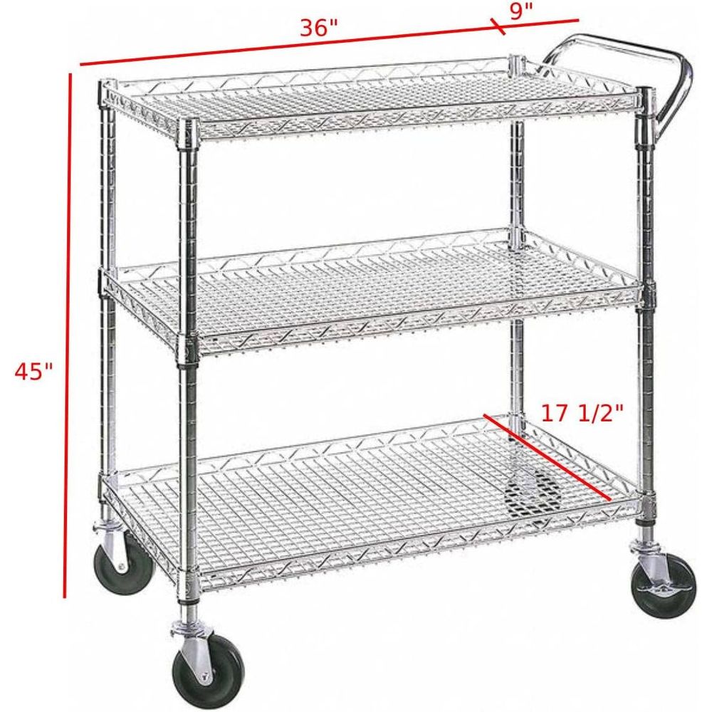 รถเข็นครัวอเนกประสงค์แบบ 3 ชั้ - Commercial Kitchen On Wheels บทวิจารณ์และราคา